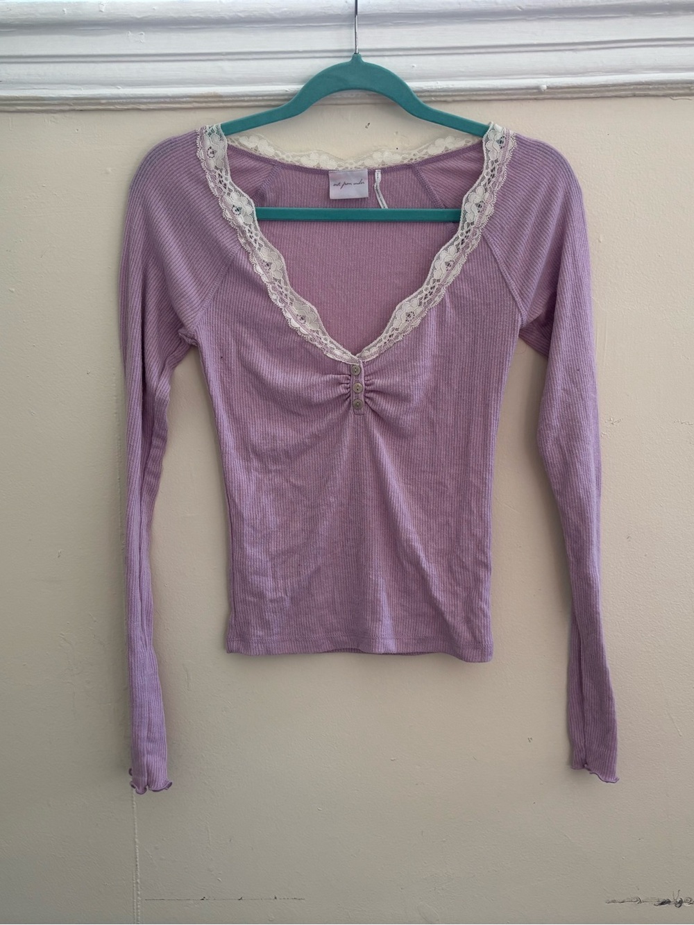 Urban Outfitters Lavender Ribbed Lace-Trim Tank